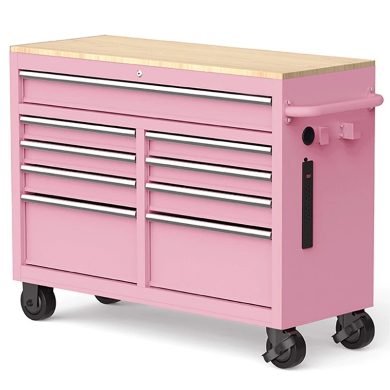 Workshop Tools Uses - Pink Tool Chest on Wheels 46-Inch
