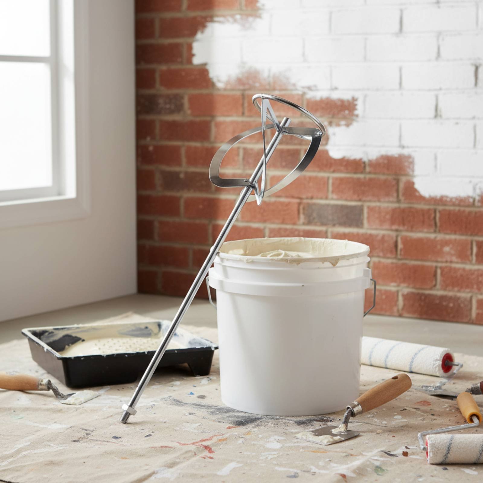 Power Tools In Workshop - Cement Blender Paddle Sturdy Duty Drill