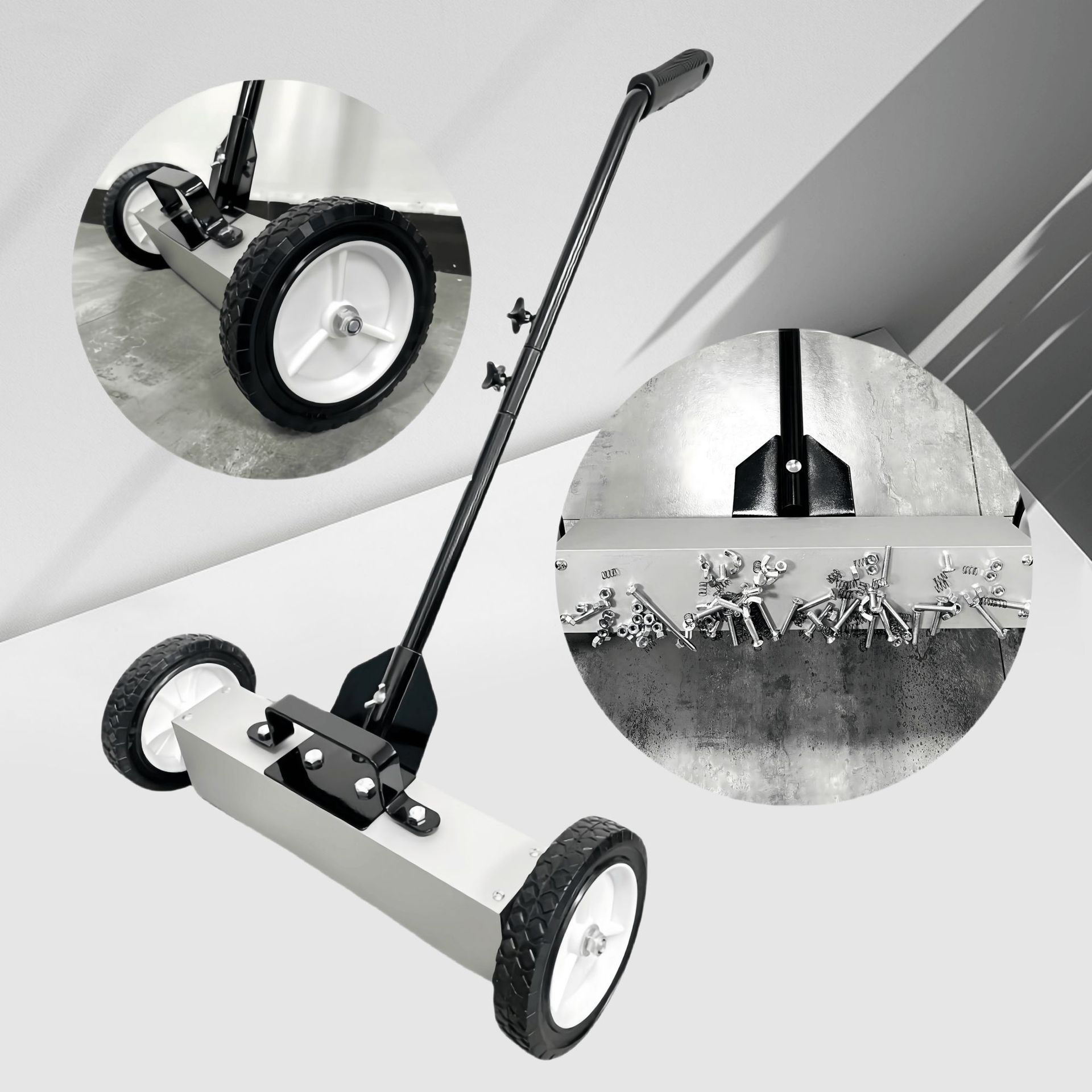 Workshop Cleaning Tools - Magnetic Pickup Tool Hand Push Wheeled