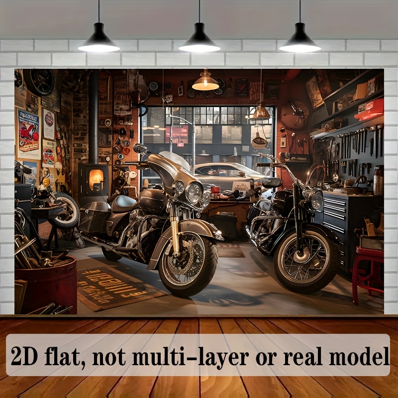 Motorcycle Garage Tapestry Cla - Workshop Tools Hanging recension och pris