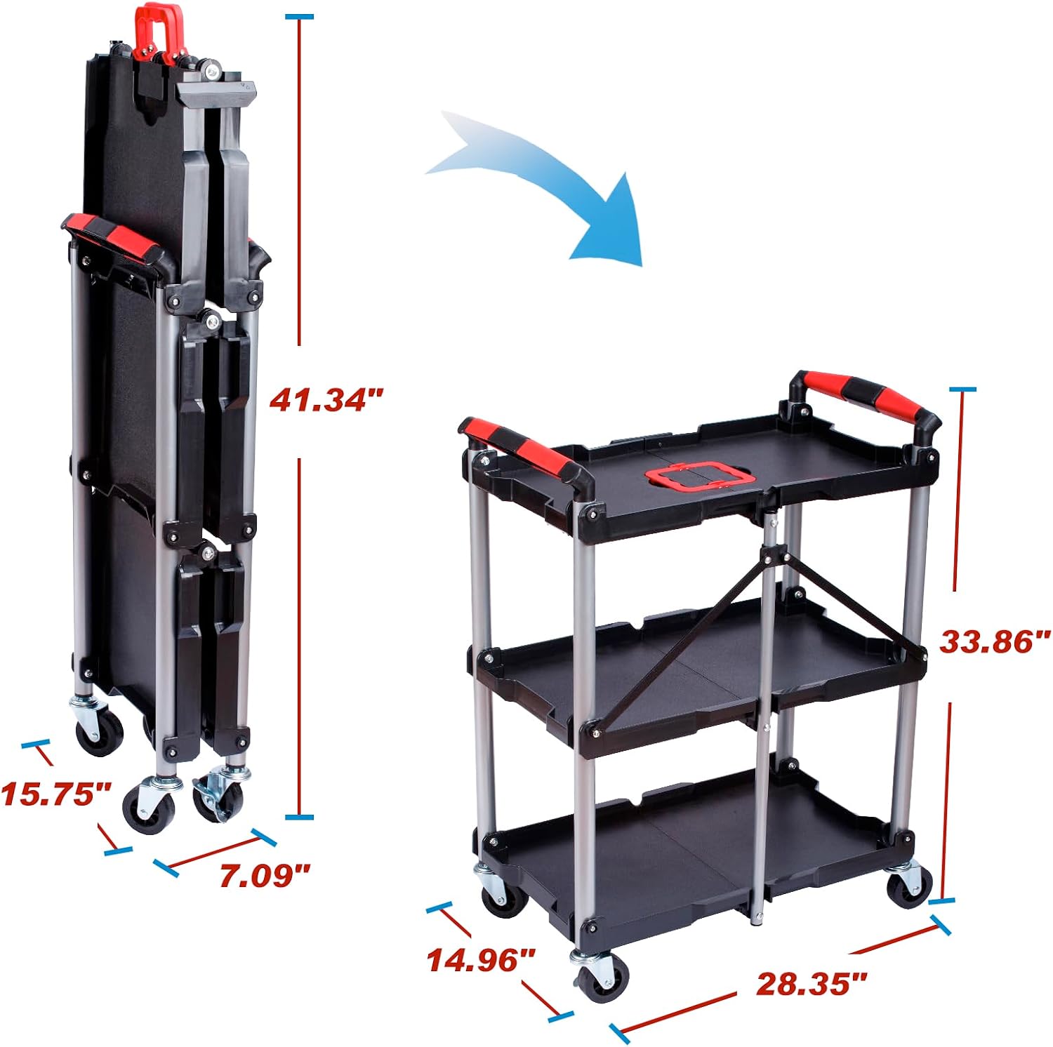 3-Shelf Foldable Rolling Utili - Tools For Home Workshop recension och pris